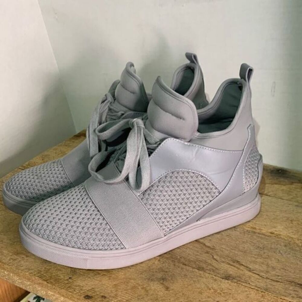Steve Madden gray Lexi sneaker  fly‎ knit wedge shoes  streetwear